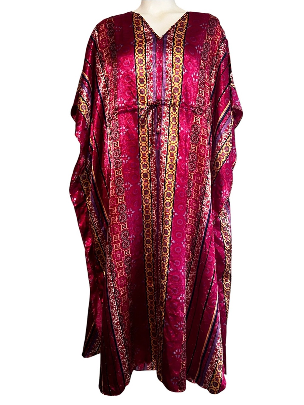 Vintage Metropolitan  Red Satin Kaftan with Gold Trim